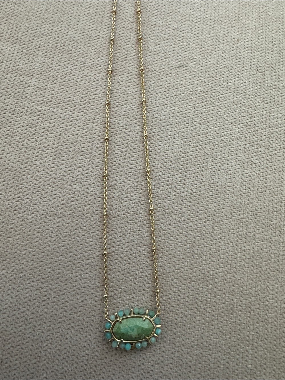 Kendra Scott Daphne Beaded Frame Pendant Necklace in teal amazonite - Picture 2 of 3